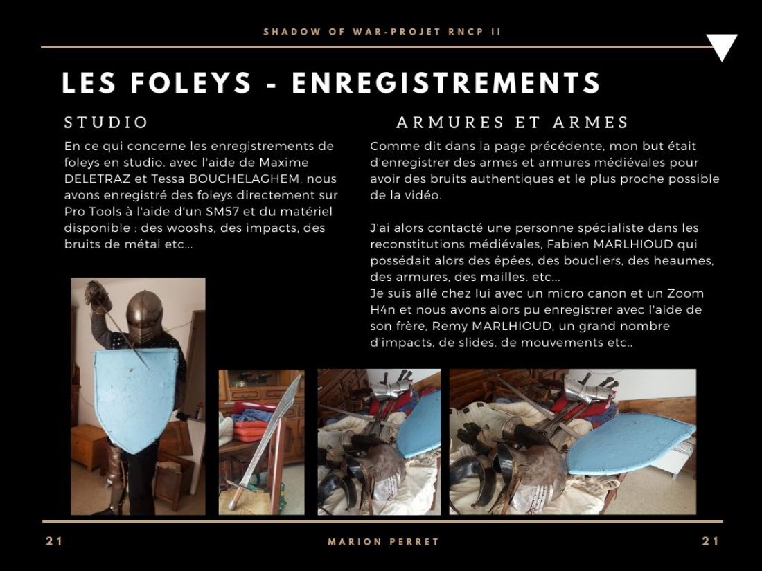 Les foleys - enregistrements studio armes et armures