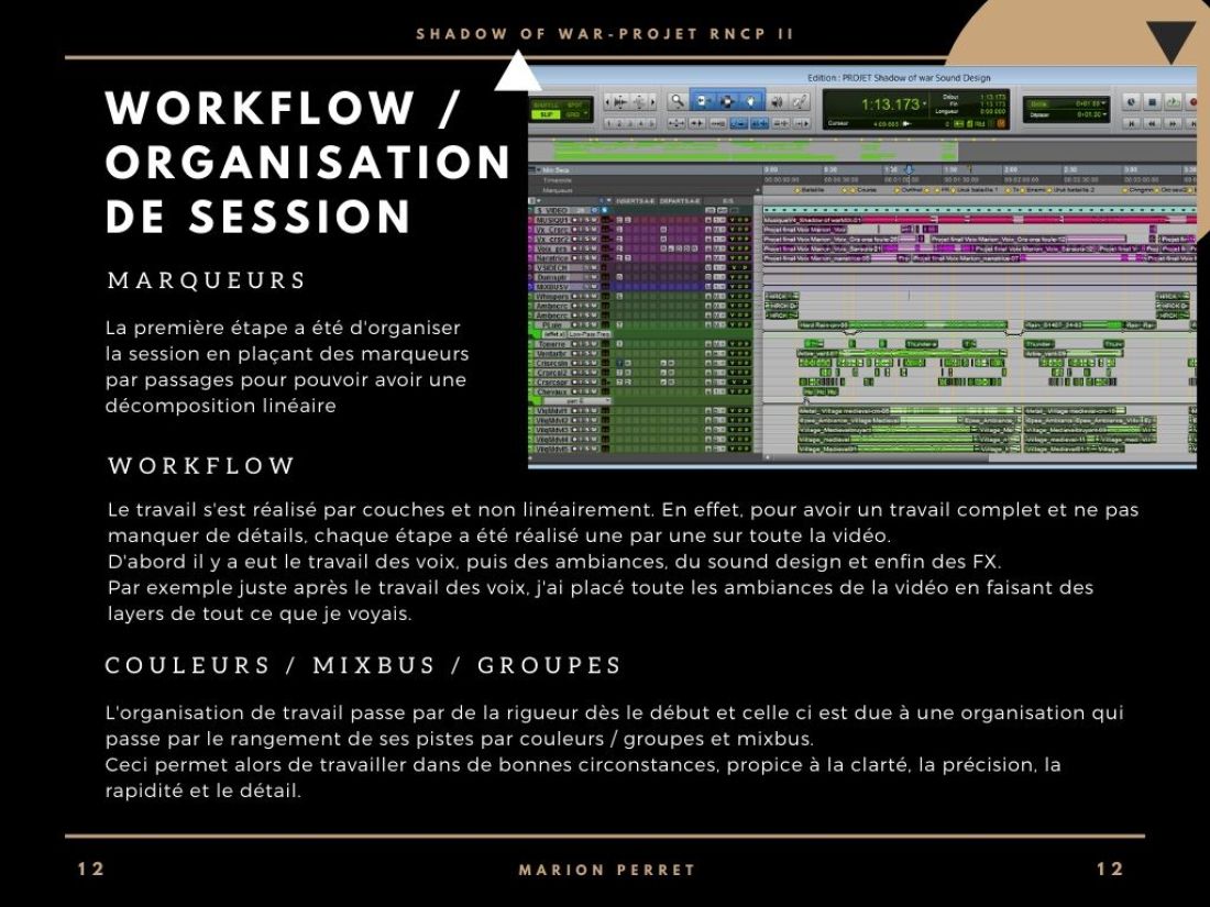 Workflow / organisation de la session de design sonore